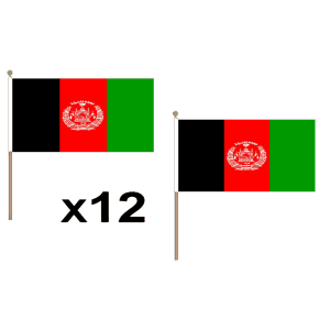 Afghanistan New Large Hand Flags (12 Pack)