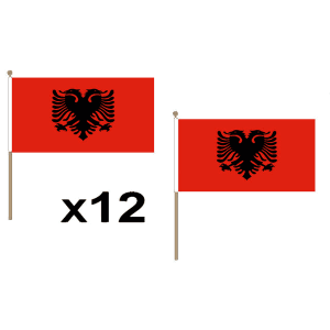 Albania Hand Flags (12 Pack)