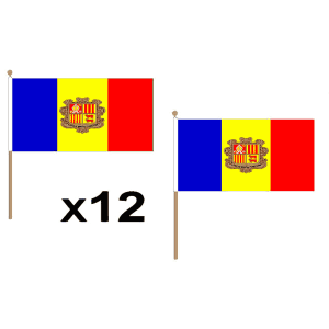 Andorra Large Hand Flags (12 Pack)
