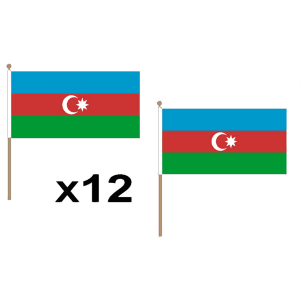 Azerbaijan Large Hand Flags (12 Pack)