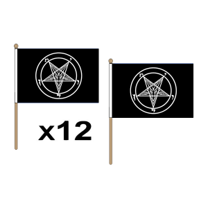 Baphomet Church of Satan Hand Flags (12 Pack)