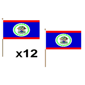 Belize Large Hand Flags (12 Pack)