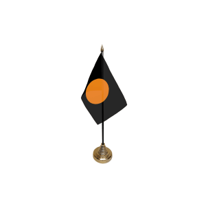 Black with Orange Circle Small Table Flags (12 Pack)