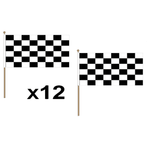Black and White Check Extra Large Hand Flags