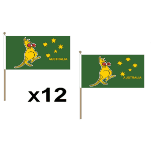 Boxing Kangaroo Large Hand Flags (12 Pack)