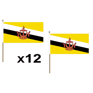 Brunei Hand Flags (12 Pack)