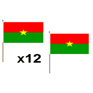 Burkina Faso Large Hand Flags (12 Pack)