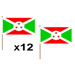 Burundi Large Hand Flags (12 Pack)
