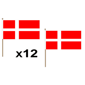 Denmark Hand Flags (12 Pack)