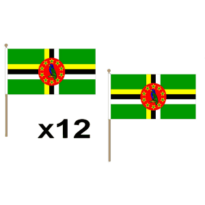 Dominica Hand Flags (12 Pack)