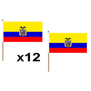 Ecuador Large Hand Flags (12 Pack)