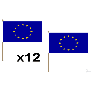 European Union (EU) Large Hand Flags (12 Pack)