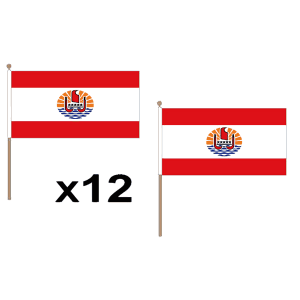 French Polynesia Large Hand Flags (12 Pack)