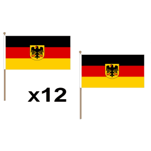 Germany Crest Large Hand Flags (12 Pack)