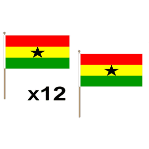 Ghana Large Hand Flags (12 Pack)