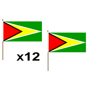 Guyana Large Hand Flags (12 Pack)