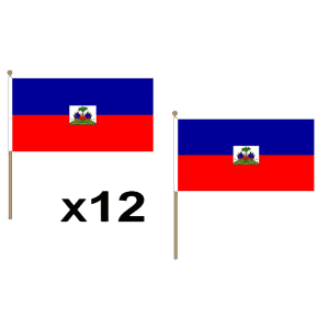 Haiti Crest Hand Flags (12 Pack)
