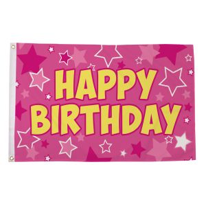Happy Birthday Pink Flag