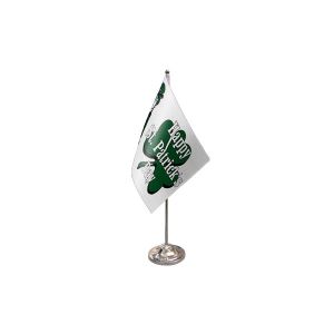 Happy St Patricks Day (White) Satin Table Flag (Flag only)