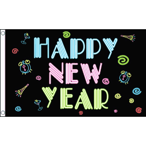 Happy New Year (Neon) Flag