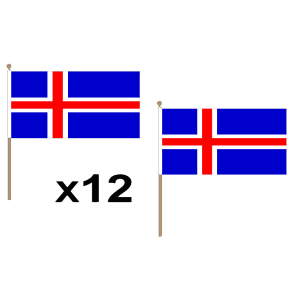 Iceland Large Hand Flags (12 Pack)
