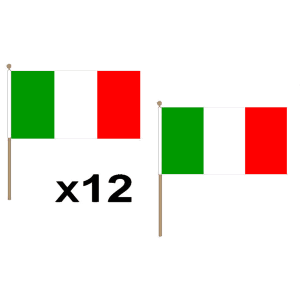 Italy Large Hand Flags (12 Pack)