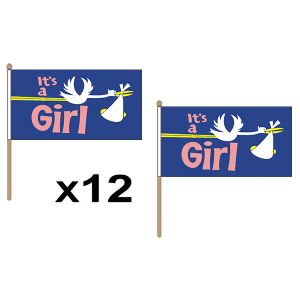 Its a Girl Hand Flags (12 Pack)