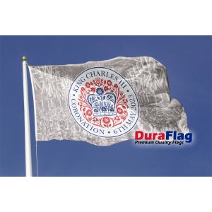 King Charles III Coronation Logo (Crowd Background) Duraflag Premium Quality Flag