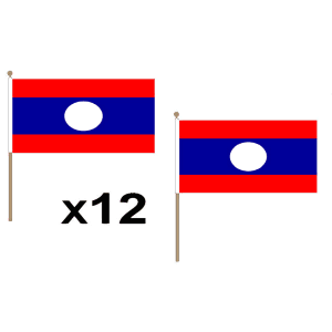 Laos Large Hand Flags (12 Pack)