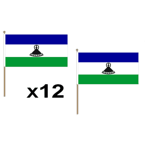 Lesotho New Hand Flags (12 Pack)