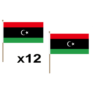 Libya New (Kingdom) Large Hand Flags (12 Pack)