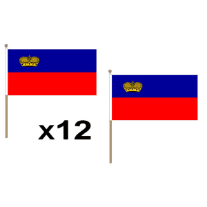 Liechtenstein Hand Flags (12 Pack)