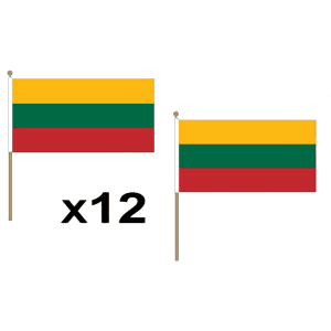 Lithuania Large Hand Flags (12 Pack)