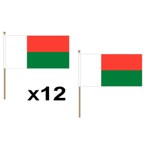 Madagascar Large Hand Flags (12 Pack)