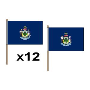 Maine Hand Flags (12 Pack)
