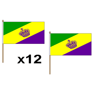 Mardi Gras Hand Flags (12 Pack)