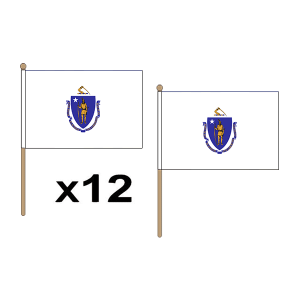Massachusetts Hand Flags (12 Pack)