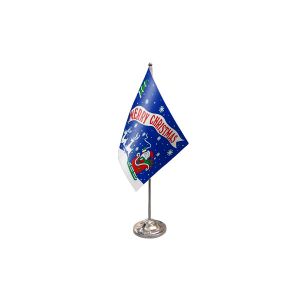 Merry Christmas Blue Satin Table Flag (Flag only)