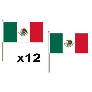 Mexico Large Hand Flags (12 Pack)