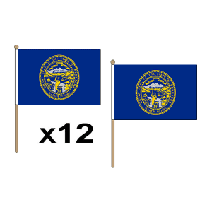 Nebraska Hand Flags (12 Pack)