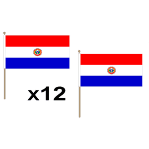 Paraguay Hand Flags (12 Pack)