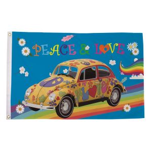 Peace and Love Rainbow Car Flag