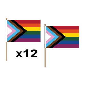 Progress Pride Large Hand Flags (12 Pack)