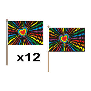 Rainbow Love Large Hand Flags (12 Pack)