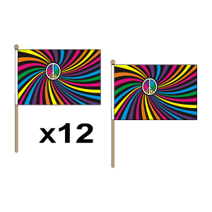 Rainbow Swirl Large Hand Flags (12 Pack)