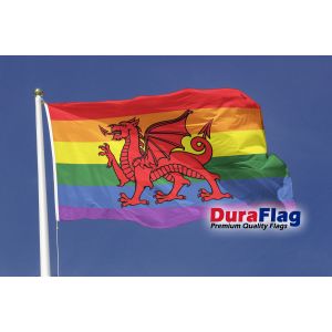 Rainbow Welsh Dragon Duraflag Premium Quality Flag