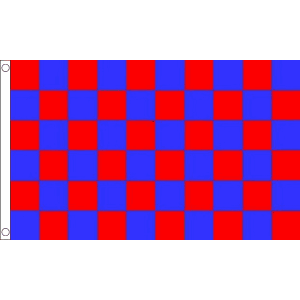 Red and Royal Blue Check Flag