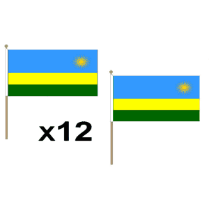 Rwanda Large Hand Flags (12 Pack)