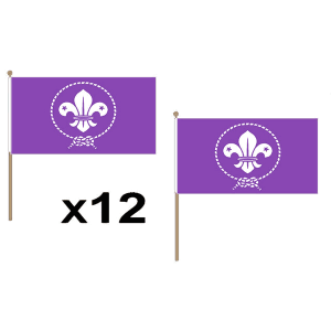 Scouts Purple Large Hand Flags (12 Pack)