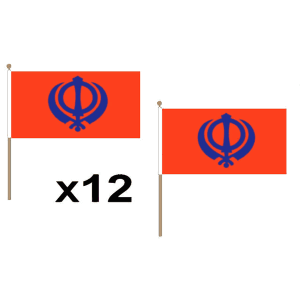 Sikh Large Large Hand Flags (12 Pack)